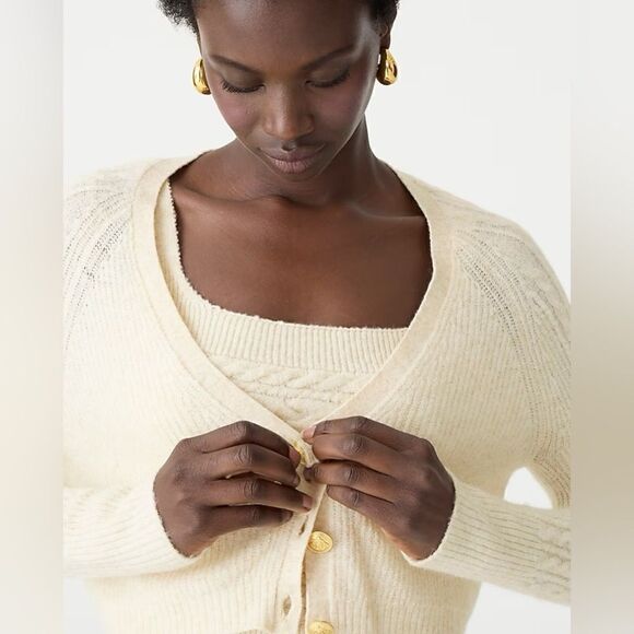 J Crew Supersoft Cropped Cableknit Sweater Tank Set NWT - Picture 3 of 8